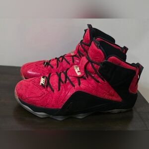 Red and Black High-Top Athletic Sneakers